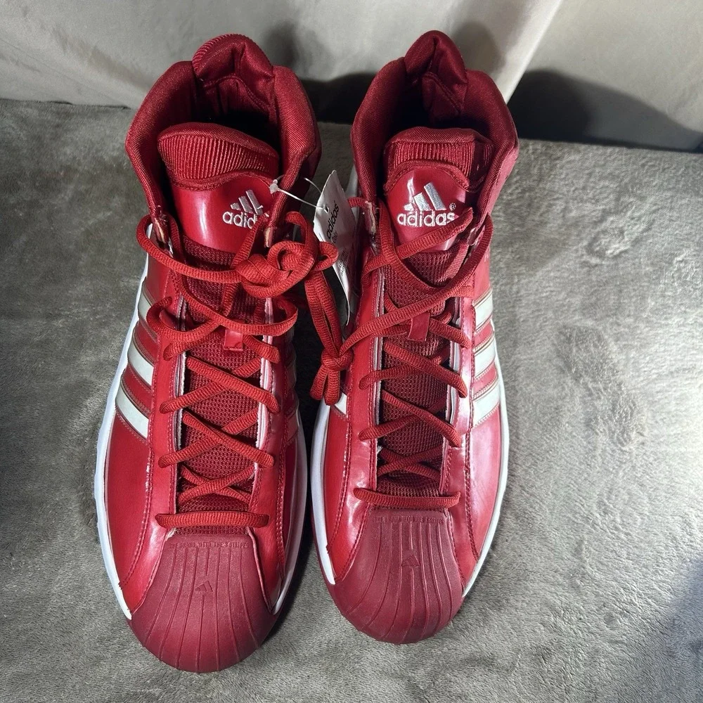 NWT Vintage Adidas Pro Model Team Color Red White Basketball Shoes Size 19